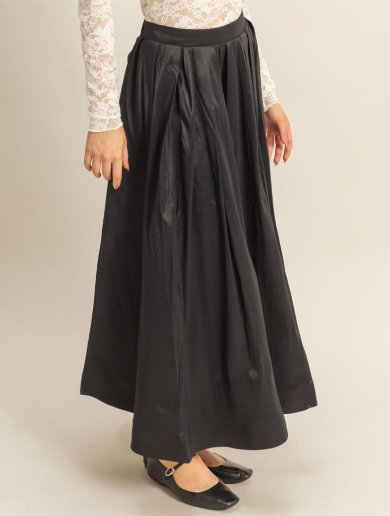 Classic Pleated A-line Midi Skirt