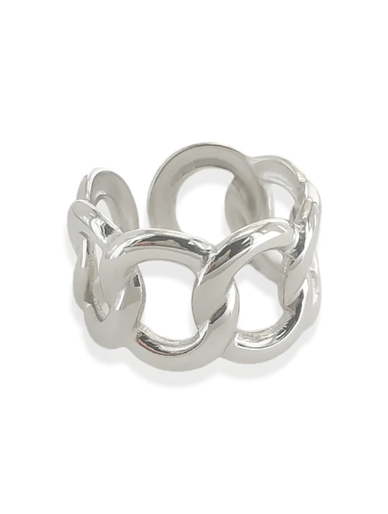 Connected Round Chain Ring in Silver