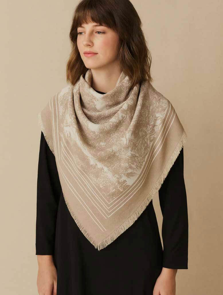 Print Scarf with Fringe