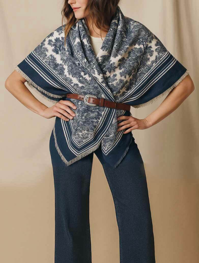 Print Scarf with Fringe