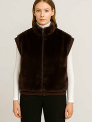 Faux Fur Rib Sleeve Vest