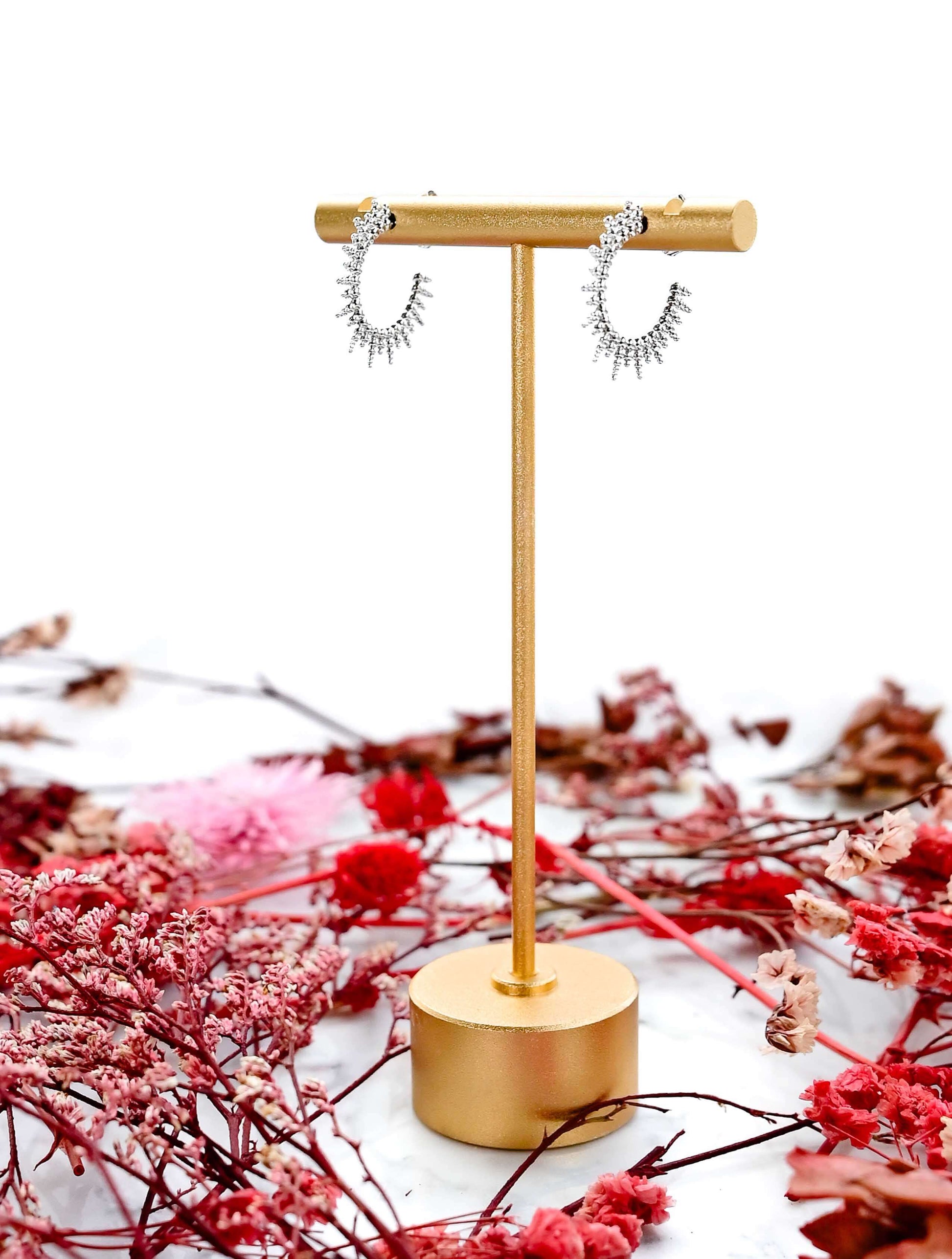 14K Gold Dipped Textured Post Hoop Earrings