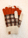 Plaid Knit Touch Screen Gloves