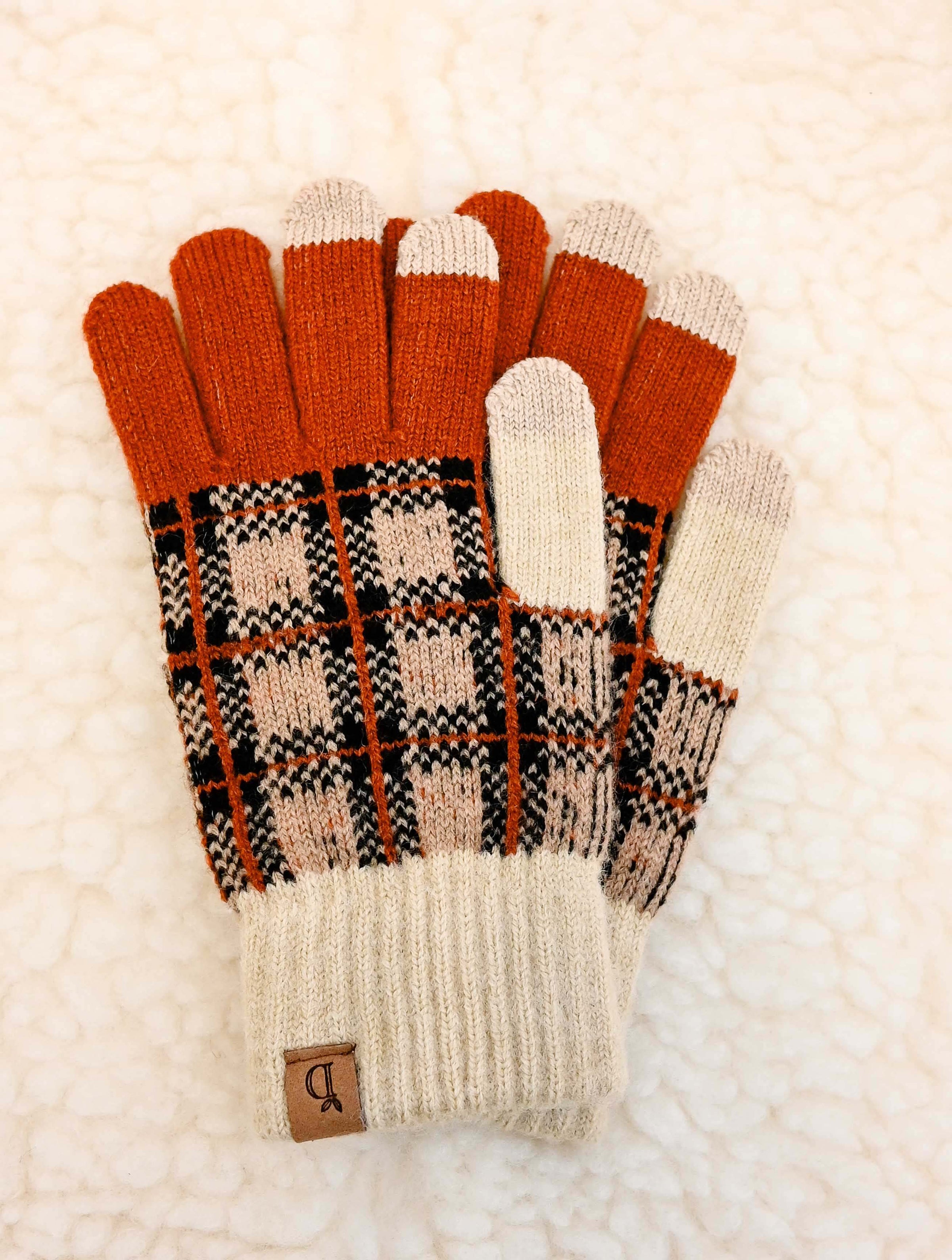 Plaid Knit Touch Screen Gloves  (Final Sale)