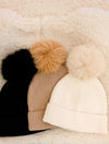 Solid Knit Beanie with Pom