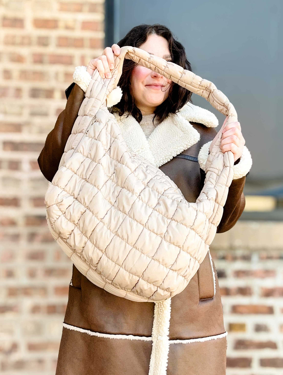 Large Quilted Bag in Beige