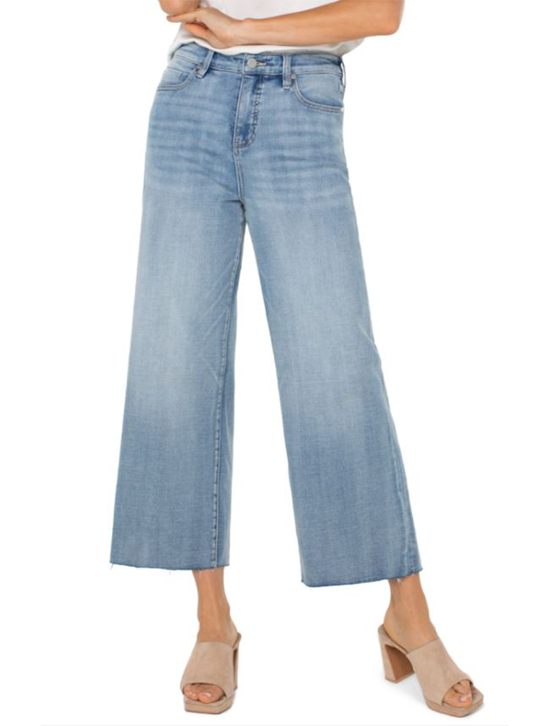 Liverpool Stride High Rise Crop Jeans with Wide Cut Hem