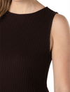 Liverpool Sleeveless Boat Neck Rib Knit Top in Java