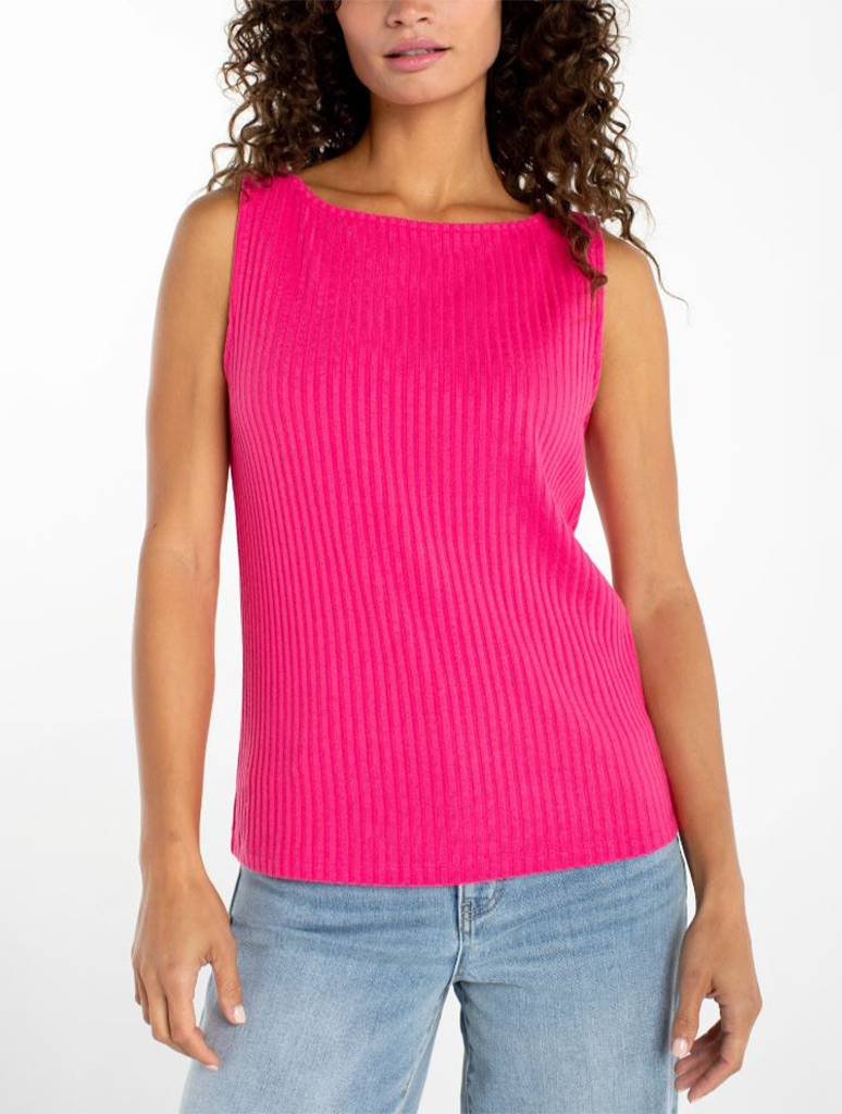 Liverpool Sleeveless High Boatneck Knit Top