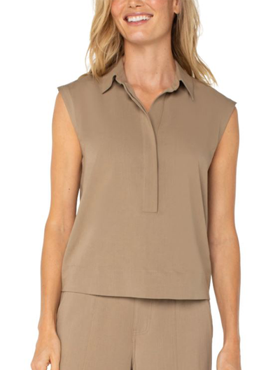 Liverpool Sleeveless Cropped Shirt With Elastic