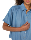 Liverpool 1/2 Sleeve Button Front Shirred Woven Blouse