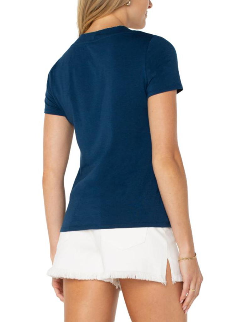 Liverpool Short Sleeve Knit Tee with Placket