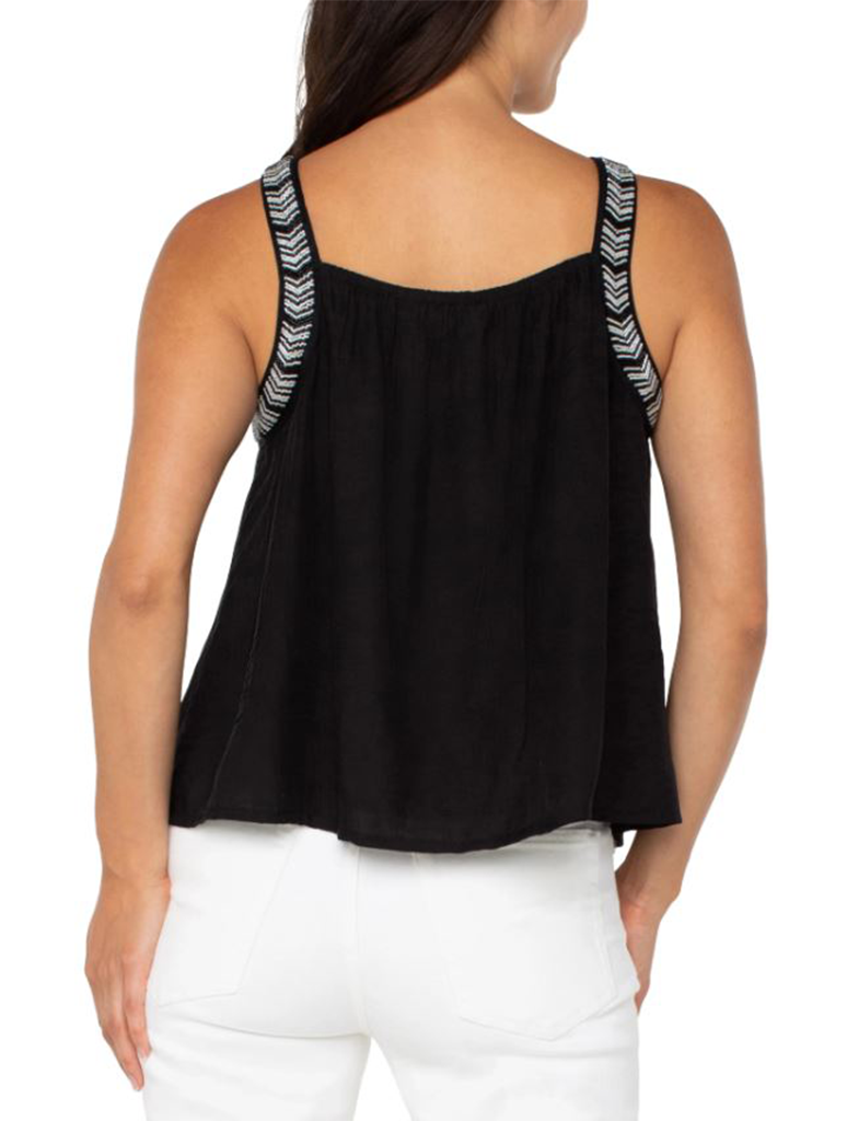 Liverpool Sleeveless Woven Tank with Beading