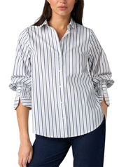 Liverpool Adjustable Sleeve Button Front Woven Top