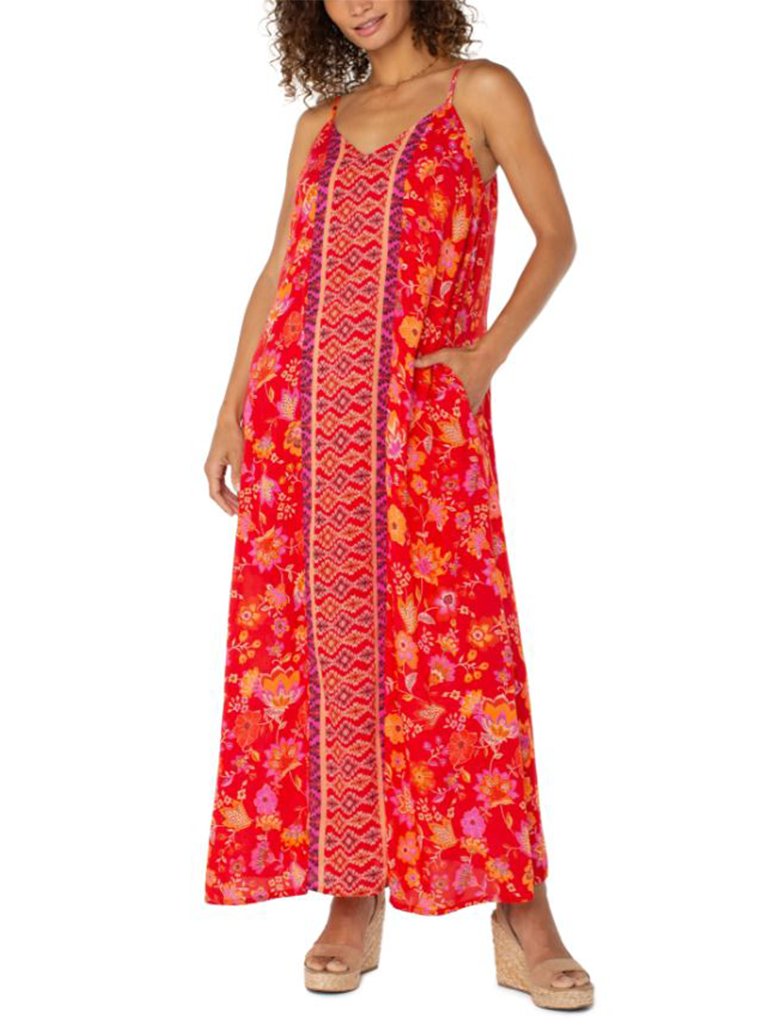 Liverpool Spaghetti Strap Woven Maxi Dress