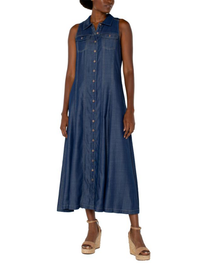 Liverpool Sleeveless Button Down Maxi Dress