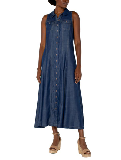Liverpool Sleeveless Button Down Maxi Dress