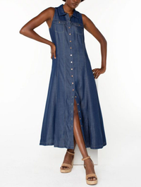 Liverpool Sleeveless Button Down Maxi Dress