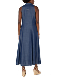 Liverpool Sleeveless Button Down Maxi Dress