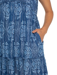 Liverpool Easy V-Neck Ruffle Fray Dress with Pockets