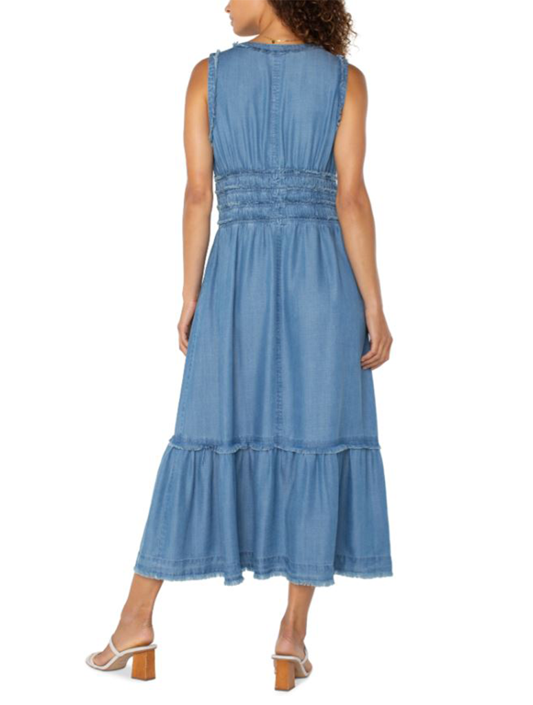 Liverpool Smocked Fray Maxi Dress