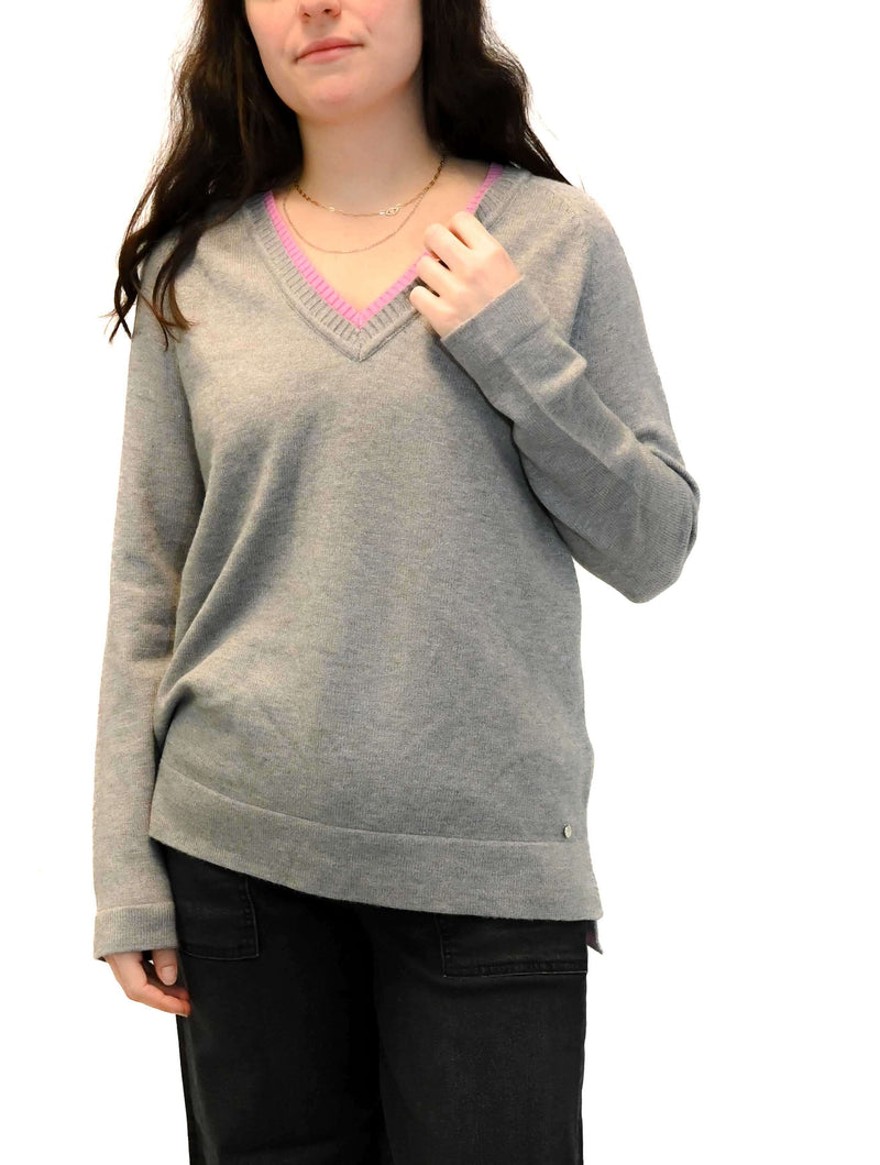 V-Neck Sweater with Contrast Trim