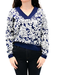 V-Neck Floral Sweater