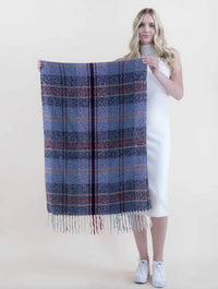 Multi Tone Herringbone Plaid Scarf with Fringe