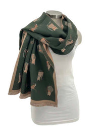 Classy Cat Pattern Scarf with Solid Border