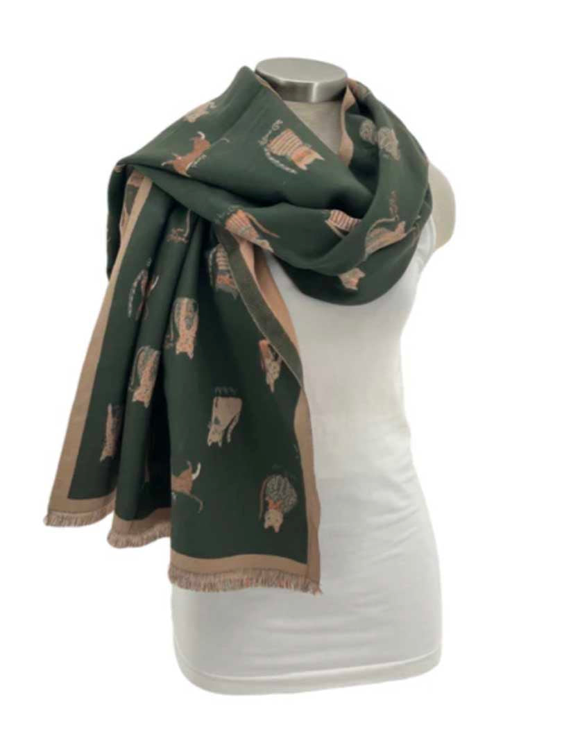 Classy Cat Pattern Scarf with Solid Border (Final Sale)