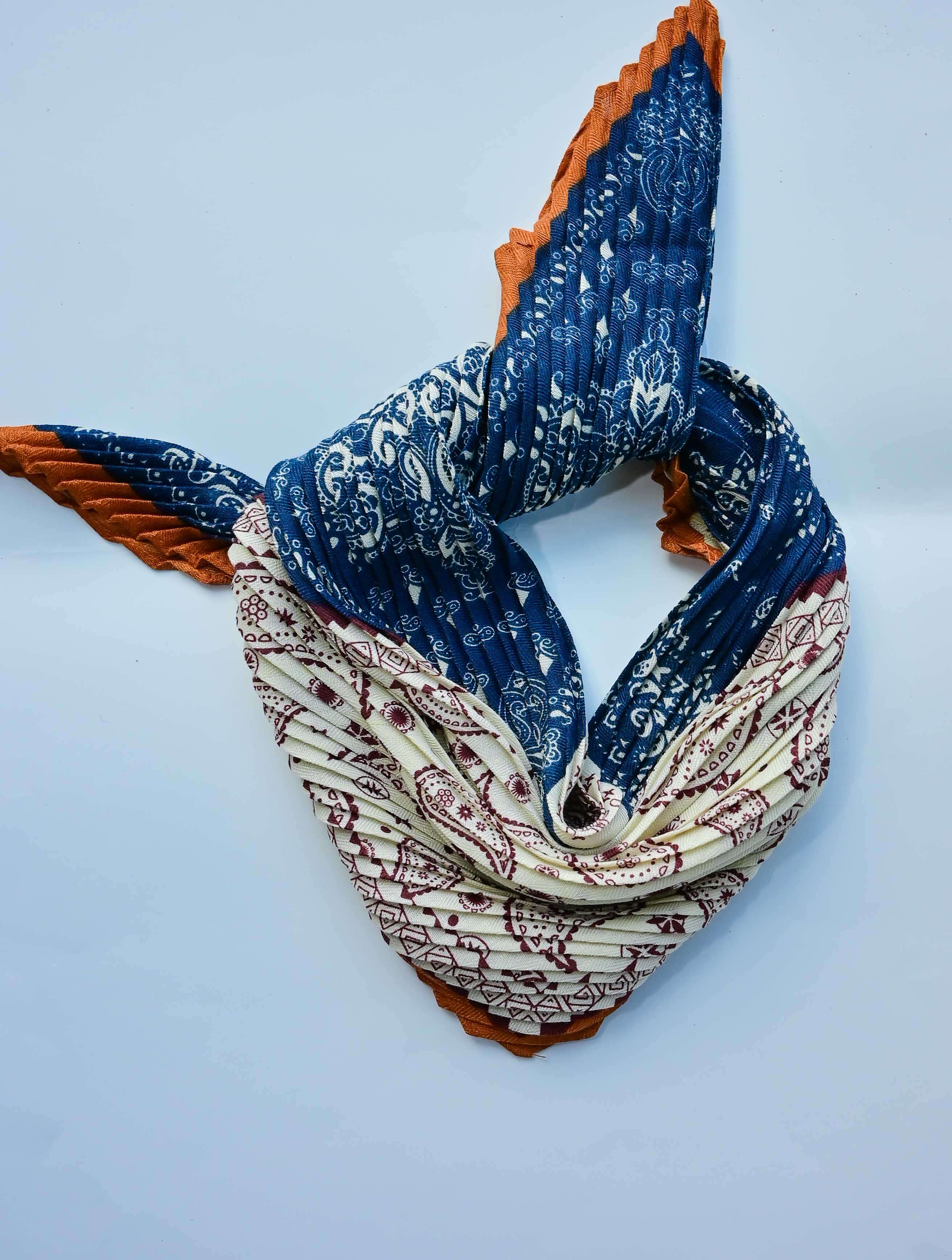Paisley Bandana Pattern Crinkle Square Scarf
