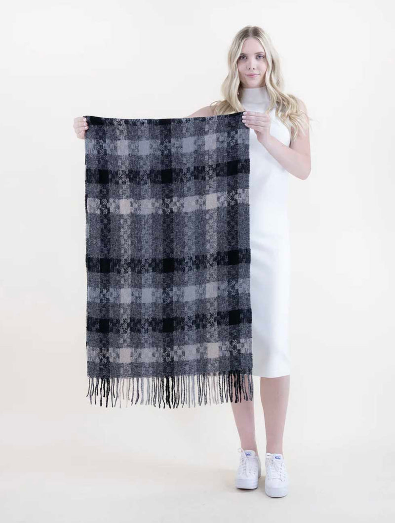 Autumn Plaid Scarf with Fringe