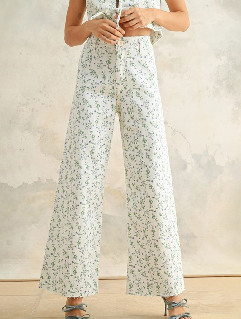 Floral Print Stretched Pants