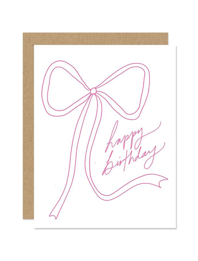 Pink Bow Happy Birthday Card