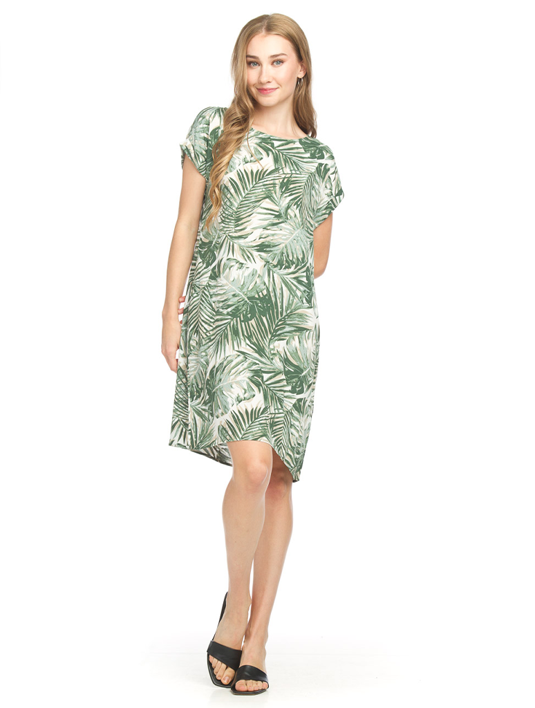 Fern Printed T-Shirt Dress With Pockets