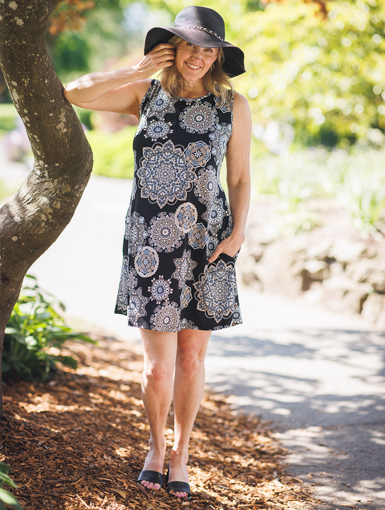 Mandala Rubber Print A-Line Dress