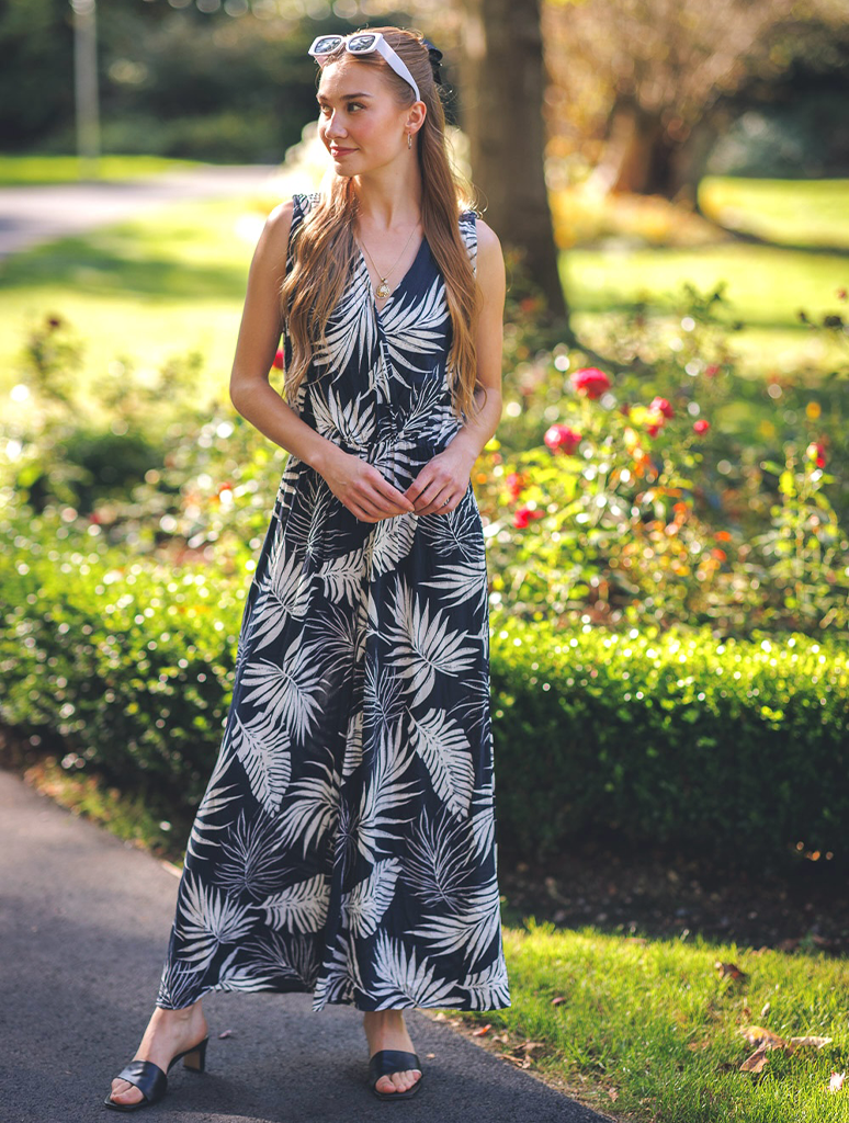 Tropical Printed Wrap Top Jumpsuit