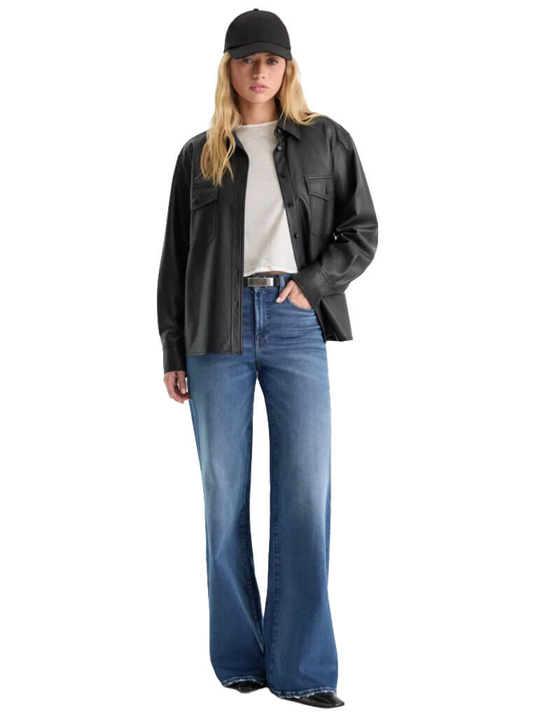 Good American Soft Tech Good Waist Palazzo Jeans