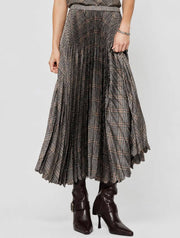 Plaid Pleated Midi Skirt