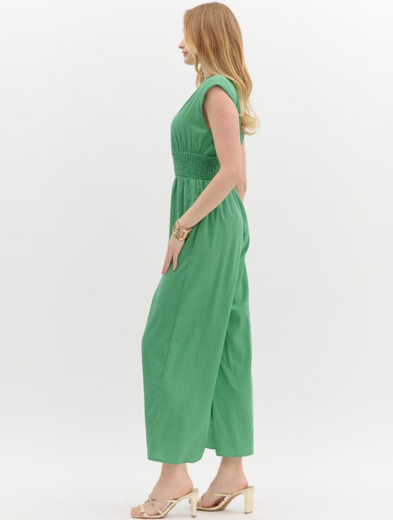 Sleeveless Wide Leg Zip Front Jumpsuit