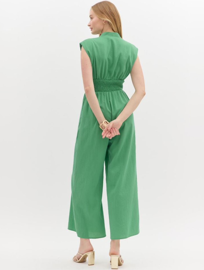 Sleeveless Wide Leg Zip Front Jumpsuit