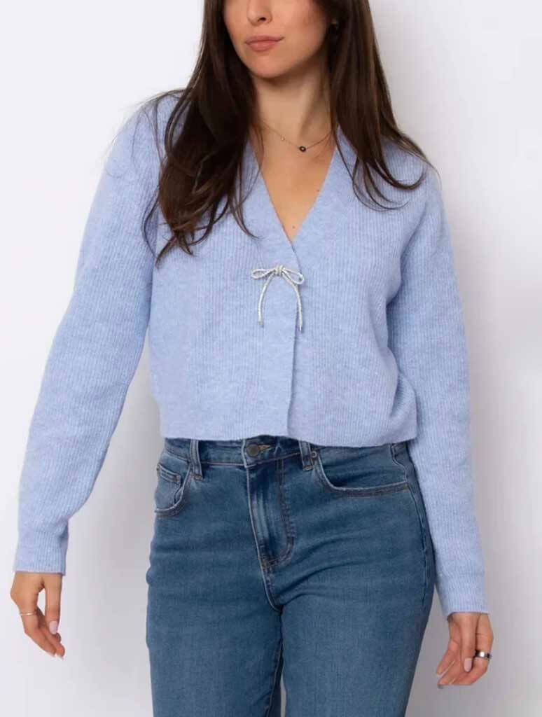 Ghana V-Neck Cardigan with Silver Bow