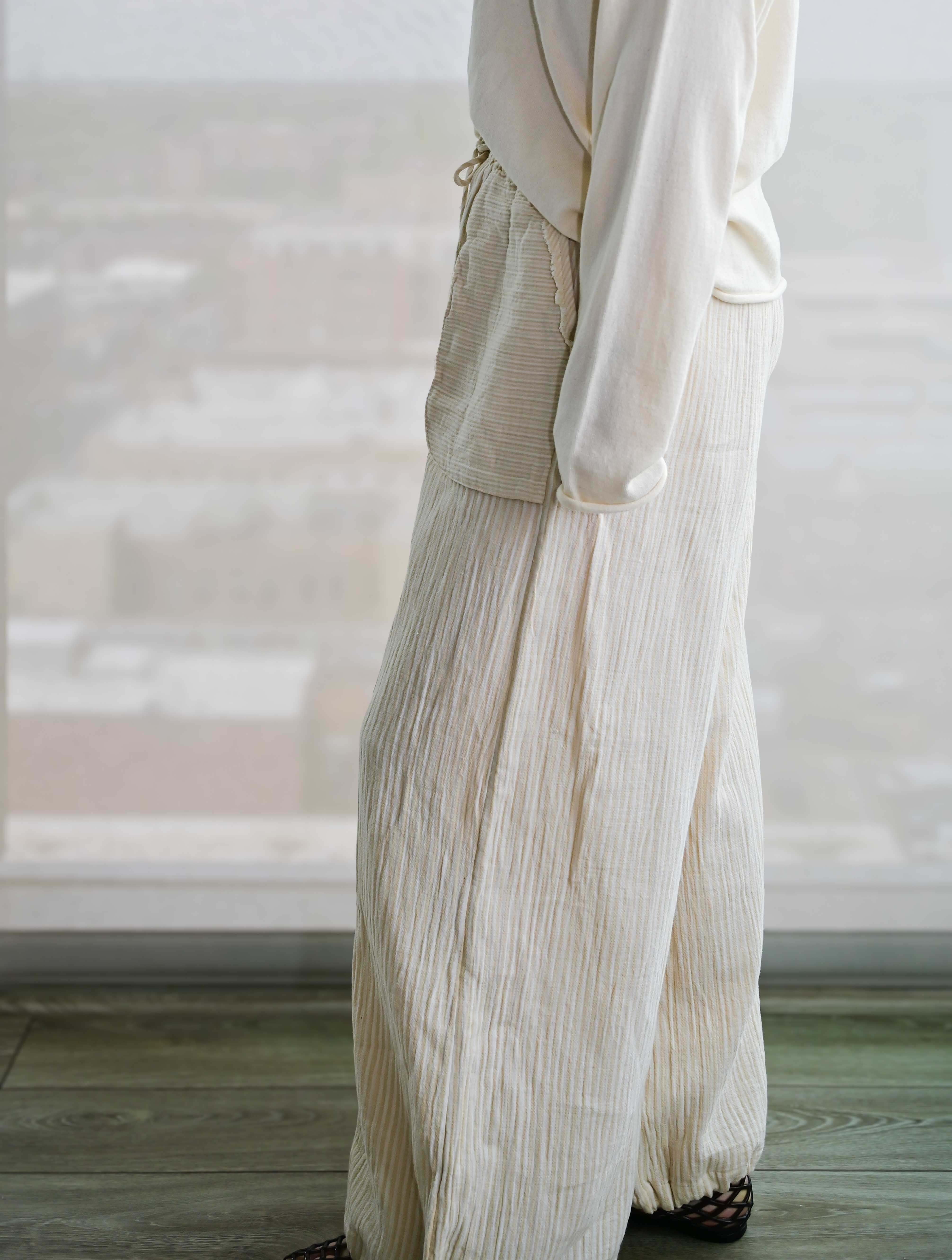 Ginny Double Weave Stripe Gauze Pull On Pants