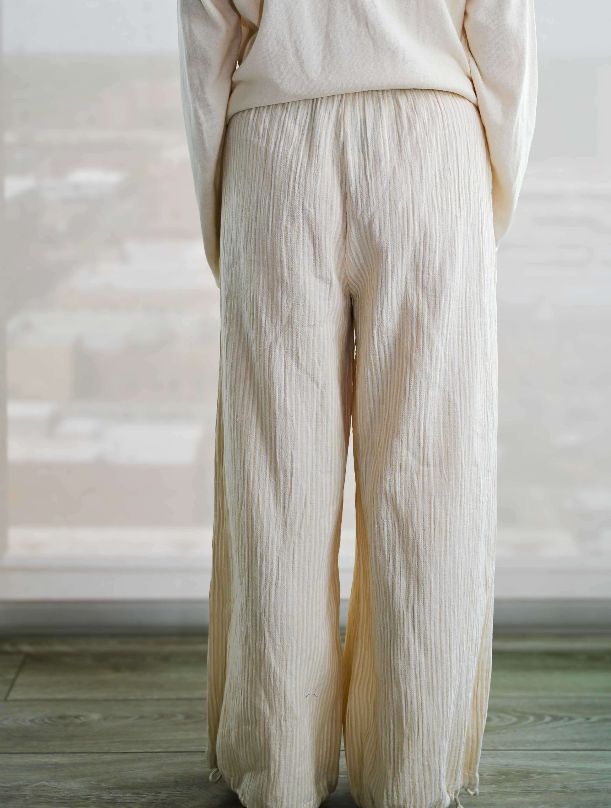 Ginny Double Weave Stripe Gauze Pull On Pants