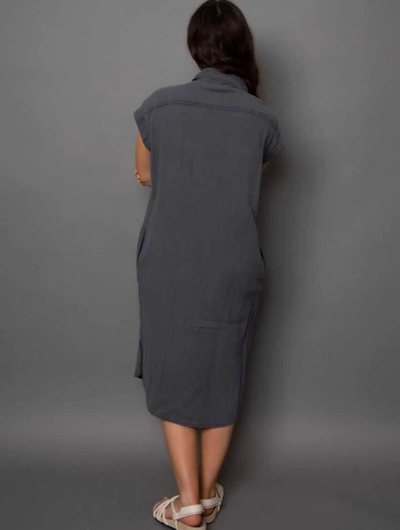 Aira Bubble Gauze Dolman Shirt Dress
