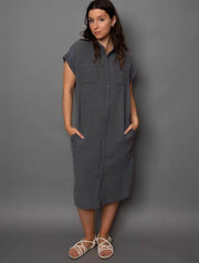 Aira Bubble Gauze Dolman Shirt Dress