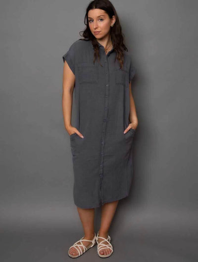 Aira Bubble Gauze Dolman Shirt Dress