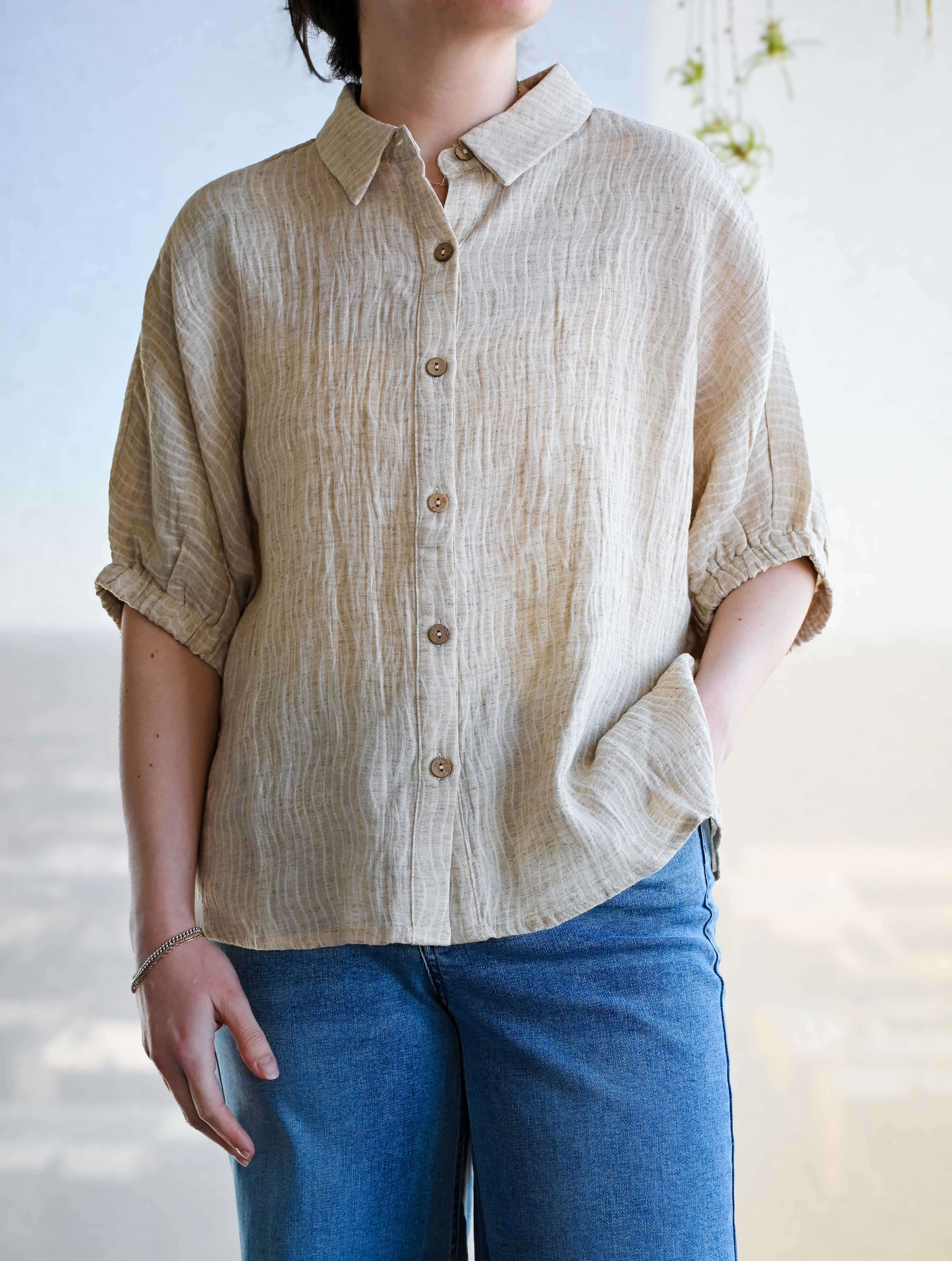 Button Up Striped Top