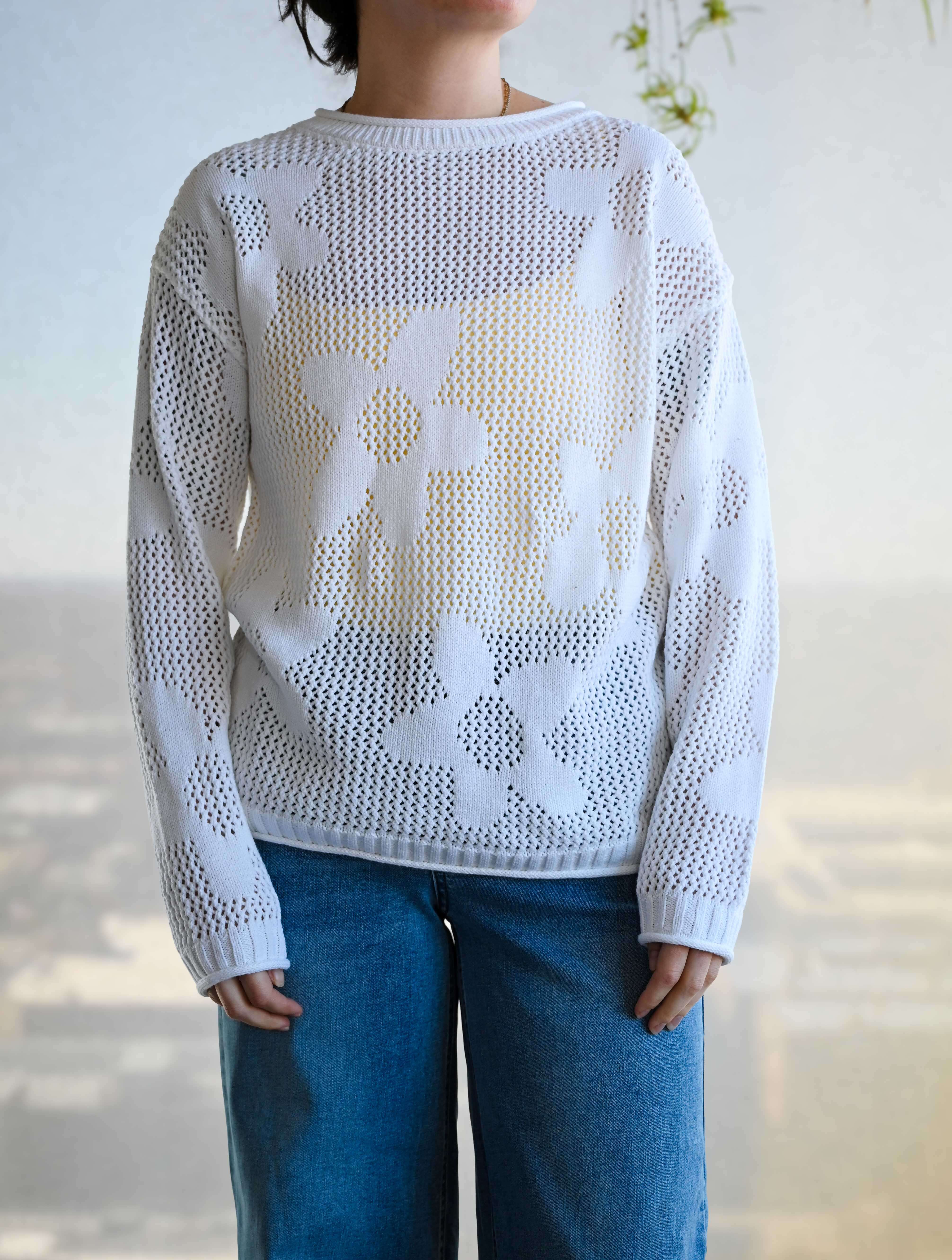 Open Knit Flower Sweater