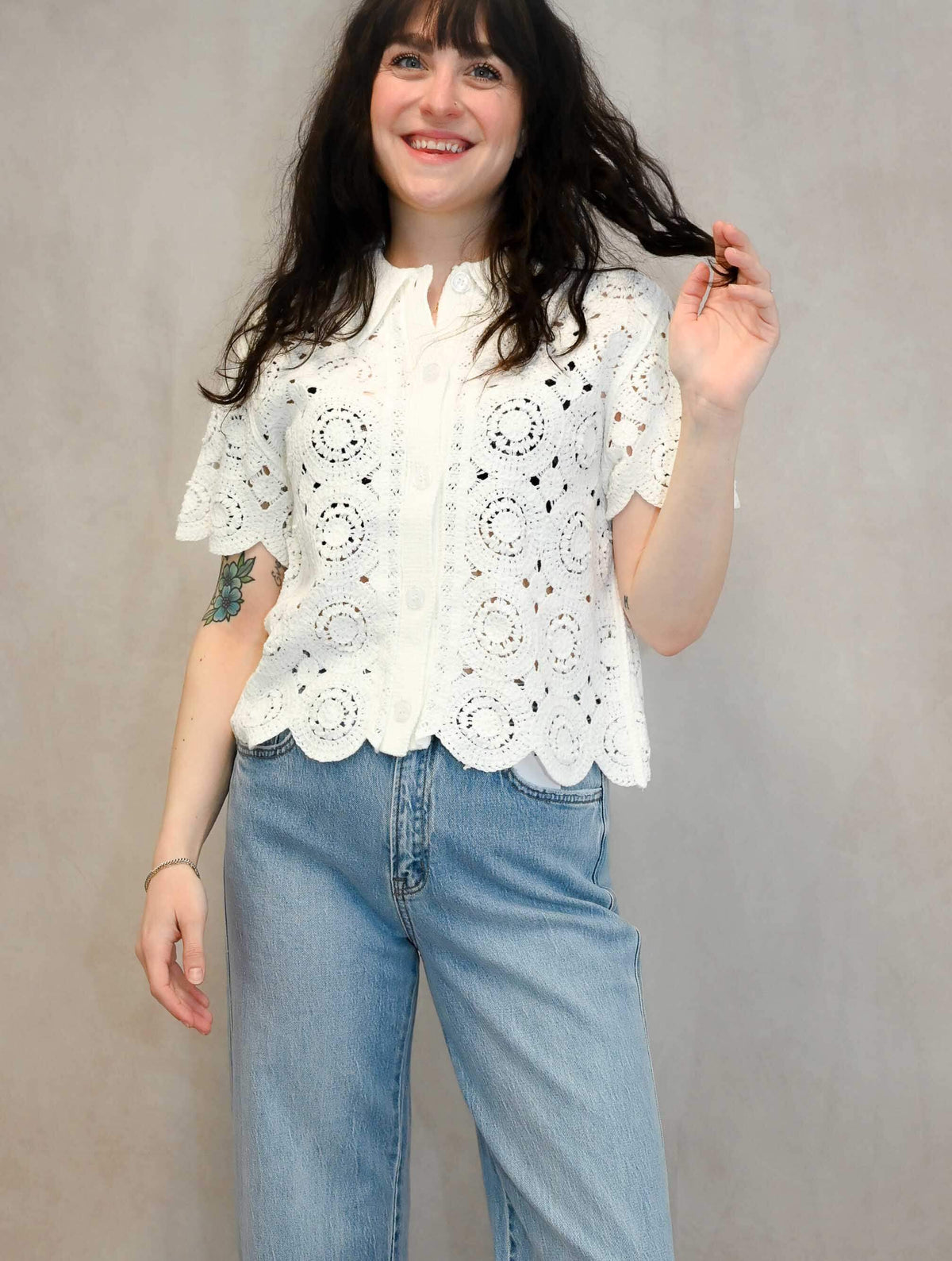 Thekla Short Sleeve Crochet Shirt